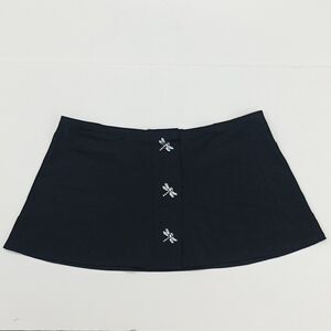 Karla Colletto Swim Coverup Mini Skirt Black with Rhinestone Fireflies Size L